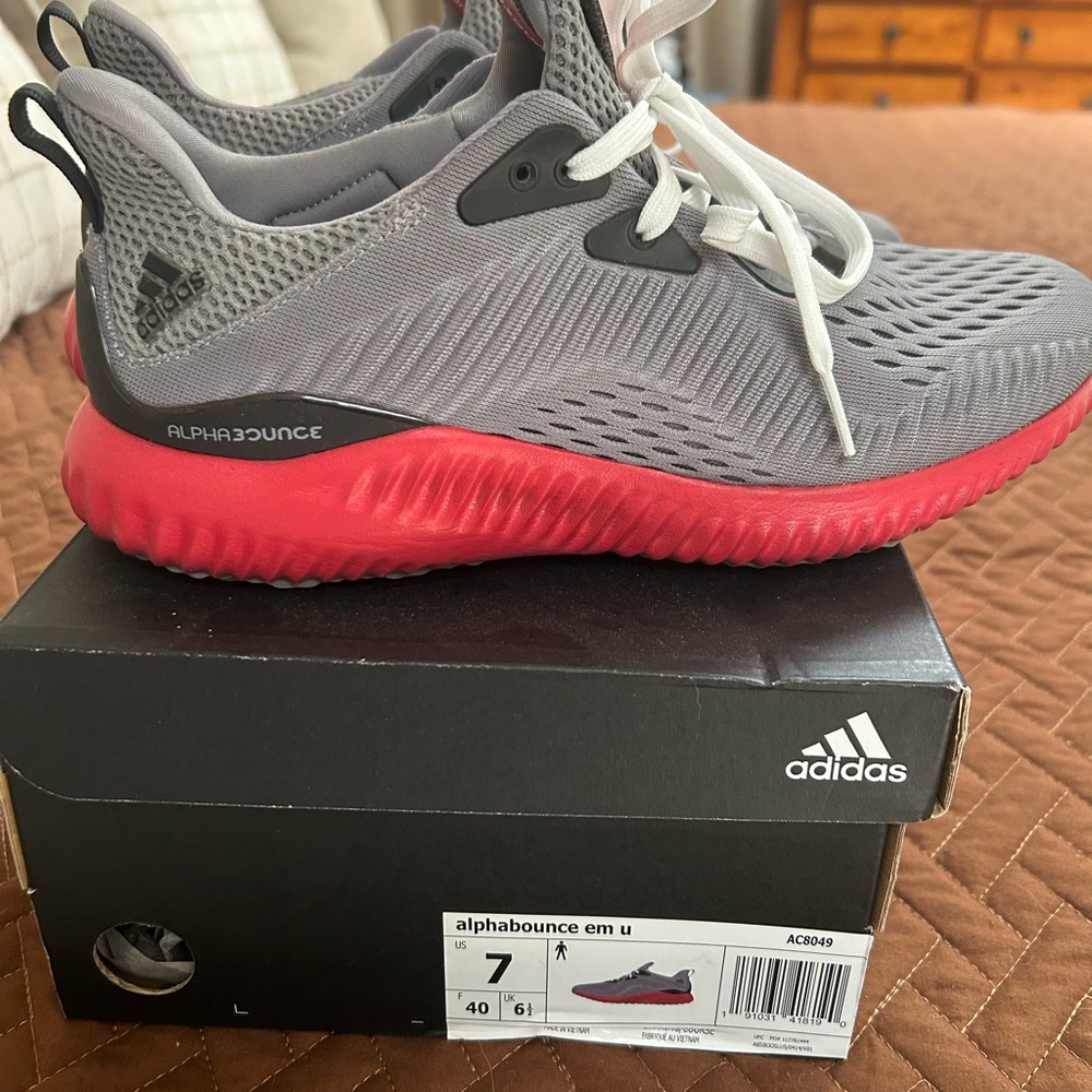 Adidas Kids Alphabounce EM Sneakers - Gray and Red